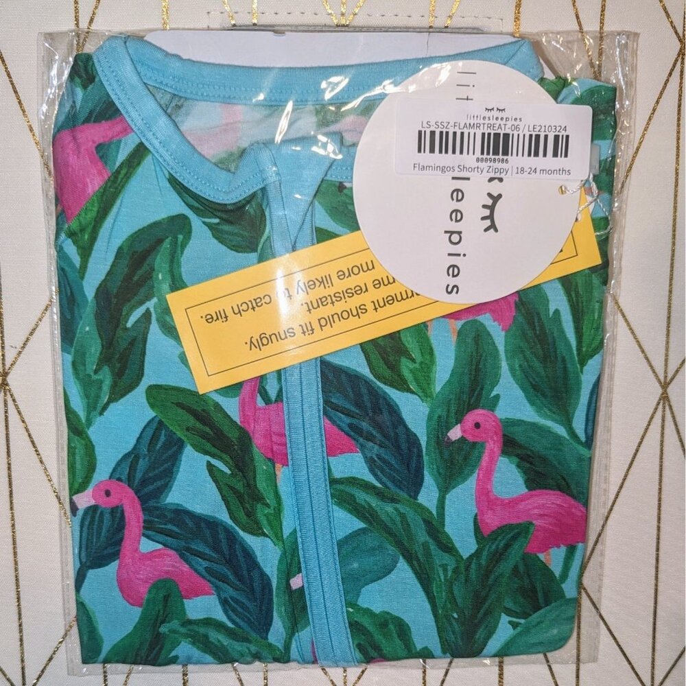 Little Sleepies Palm Springs Flamingo 18-24M Shorty Romper NEW NWT NIB